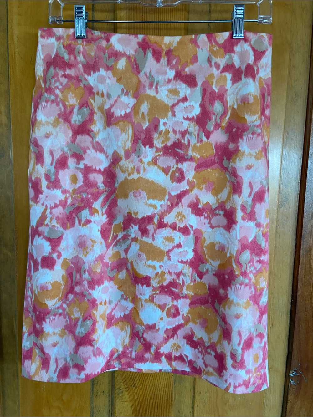 Talbots Pink, Orange & White Floral Pencil Skirt